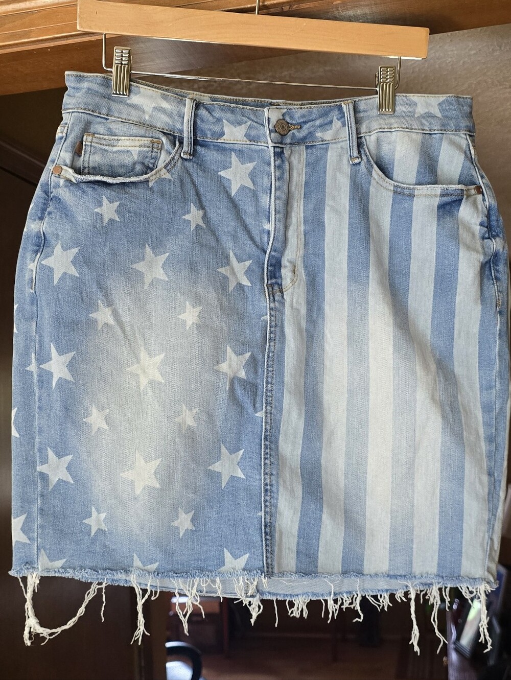 Judy Blue Denim Skirt Stars and Stripes Patriotic 1XL Plus Size